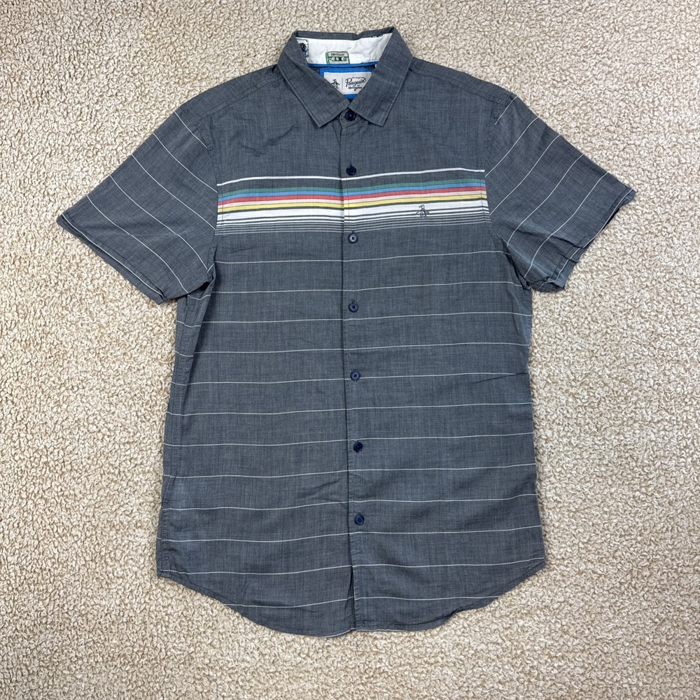 Original Penguin Button Up Shirt Light Weight Short Sleeve Men's Small